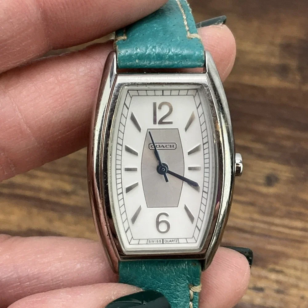 Coach Ladies Green Wrist Watch Swiss Quartz Stainless Steel New Battery 0893 - Picture 9 of 12